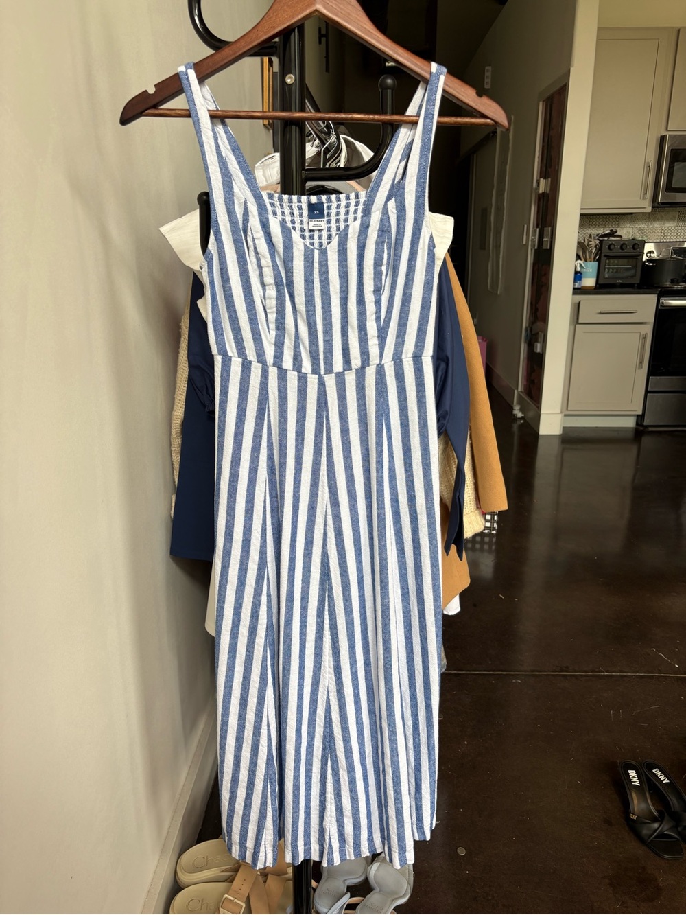 Old Navy Blue and White Striped Sleeveless Dress